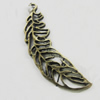 Pendant, Zinc Alloy Jewelry Findings, Leaf 11x38mm, Sold by Bag