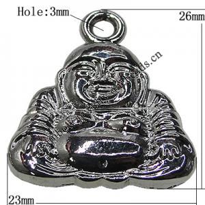 Pendant Zinc Alloy Jewelry Findings Lead-free, Buddha 26x23mm Hole:3mm, Sold by Bag