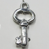 Pendant Zinc Alloy Jewelry Findings Lead-free, Key 20x10mm Hole:2mm, Sold by Bag