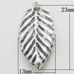 Pendant, Zinc Alloy Jewelry Findings, Leaf 13x23mm, Sold by Bag