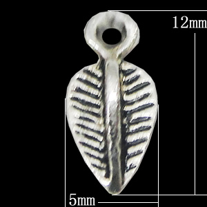 Pendant, Zinc Alloy Jewelry Findings, Leaf 5x12mm, Sold by Bag