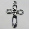 Pendant Setting Zinc Alloy Jewelry Findings Lead-free, Cross 32x21mm Hole:2mm, Sold by Bag