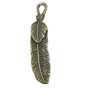 Pendant, Zinc Alloy Jewelry Findings, Leaf 11x65mm, Sold by Bag