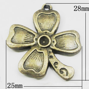 Pendant, Zinc Alloy Jewelry Findings, Flower 25x28mm, Sold by Bag