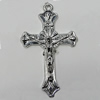 Pendant Zinc Alloy Jewelry Findings Lead-free, Cross 38x23mm Hole:1.5mm, Sold by Bag