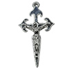 Pendant Zinc Alloy Jewelry Findings Lead-free, Cross 45x24mm Hole:2mm, Sold by Bag