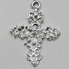 Pendant Zinc Alloy Jewelry Findings Lead-free, Cross 39x28mm Hole:2mm, Sold by Bag