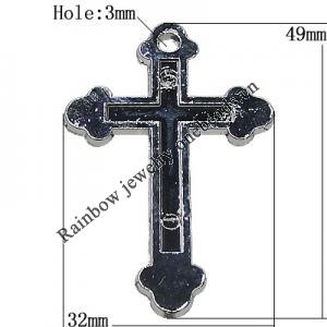 Pendant Zinc Alloy Jewelry Findings Lead-free, Cross 49x32mm Hole:3mm, Sold by Bag