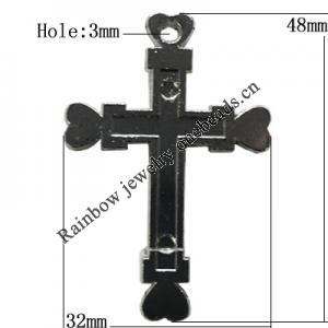 Pendant Zinc Alloy Jewelry Findings Lead-free, Cross 48x32mm Hole:3mm, Sold by Bag