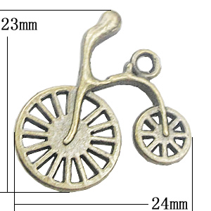 Pendant, Zinc Alloy Jewelry Findings, Bike 24x23mm, Sold by Bag