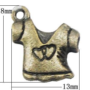 Pendant, Zinc Alloy Jewelry Findings, Cloth 13x8mm, Sold by Bag