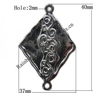 Connectors Zinc Alloy Jewelry Findings Lead-free, Diamond 40x27mm Hole:2mm, Sold by Bag