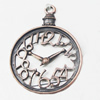 Pendant, Zinc Alloy Jewelry Findings, Clock 27x37mm, Sold by Bag