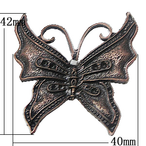 Pendant, Zinc Alloy Jewelry Findings, Butterfly 40x42mm, Sold by Bag