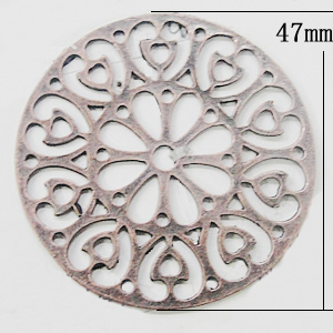 Connectors, Zinc Alloy Jewelry Findings, Flat Round 47mm, Sold by Bag