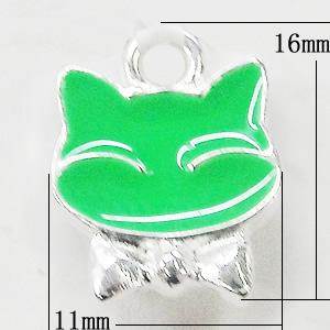 Zinc Alloy Enamel Pendant, Cat 11x16mm, Sold by Bag