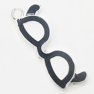 Zinc Alloy Enamel Pendant, Glasses 10x32mm, Sold by Bag