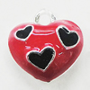 Zinc Alloy Enamel Pendant, Heart 14x14mm, Sold by Bag