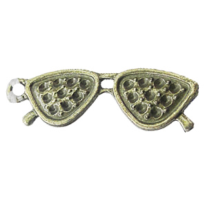 Pendant, Zinc Alloy Jewelry Findings, Glasses 10x35mm, Sold by Bag