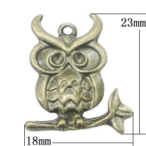 Pendant, Zinc Alloy Jewelry Findings, Owl 18x23mm, Sold by Bag