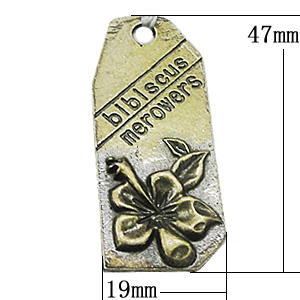 Pendant, Zinc Alloy Jewelry Findings, 19x47mm, Sold by Bag