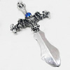 Pendant, Zinc Alloy Jewelry Findings, Cross 33x65mm, Sold by Bag