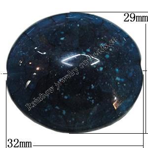 Imitate Gemstone Acrylic Beads, Flat Oval 32x29mm Hole:3.5mm, Sold by Bag