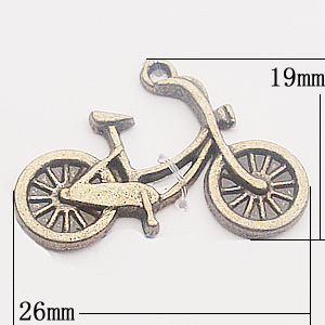 Pendant, Zinc Alloy Jewelry Findings, Bike 26x19mm, Sold by Bag