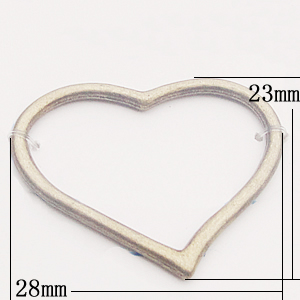 Pendant, Zinc Alloy Jewelry Findings, Heart 28x23mm, Sold by Bag