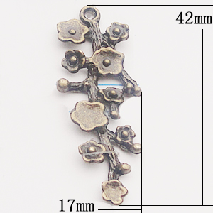 Pendant, Zinc Alloy Jewelry Findings, Flower 17x42mm, Sold by Bag