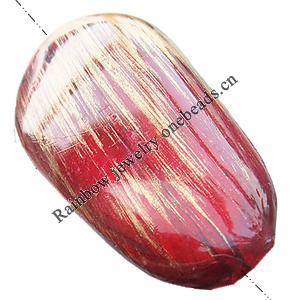 Painted Acrylic Beads,Transparent Painted Gold, 48x24mm, Hole:Approx 2mm, Sold by Bag