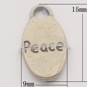 Pendant, Zinc Alloy Jewelry Findings, Flat Oval 9x15mm, Sold by Bag