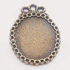 Zinc Alloy Pendant Settings, Outside diameter:19x16mm, Interior diameter:15x18mm, Sold by Bag