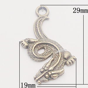 Pendant, Zinc Alloy Jewelry Findings, Animal 19x29mm, Sold by Bag
