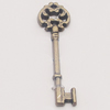 Pendant, Zinc Alloy Jewelry Findings, Key 8x30mm, Sold by Bag