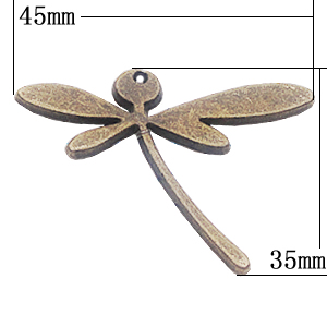 Pendant, Zinc Alloy Jewelry Findings, Dragonfly 45x35mm, Sold by Bag