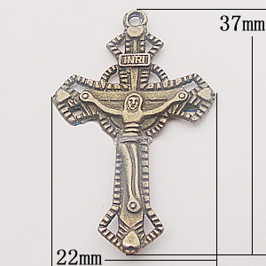 Pendant, Zinc Alloy Jewelry Findings, Cross 22x37mm, Sold by Bag