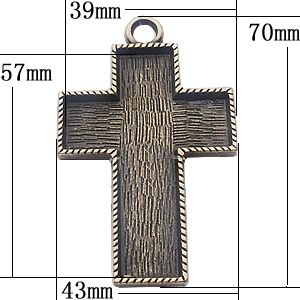 Zinc Alloy Pendant Settings, Outside diameter:43x70mm, Interior diameter:39x57mm, Sold by Bag