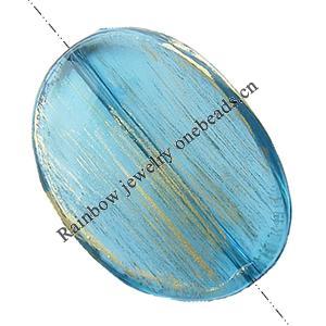 Painted Acrylic Beads,Transparent Painted Gold, Flat oval, 30x20x4mm, Hole:Approx 1mm, Sold by Bag