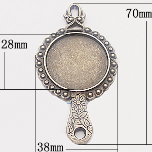 Zinc Alloy Pendant Settings, Outside diameter:38x70mm, Interior diameter:28mm, Sold by Bag