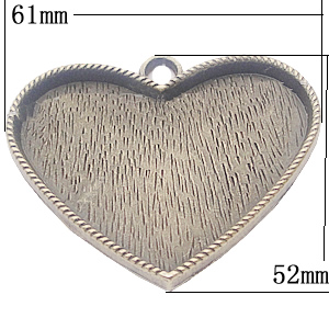 Zinc Alloy Pendant Settings, Outside diameter:61x52mm, Interior diameter:56x37mm, Sold by Bag