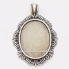 Zinc Alloy Pendant Settings, Outside diameter:36x53mm, Interior diameter:22x30mm, Sold by Bag