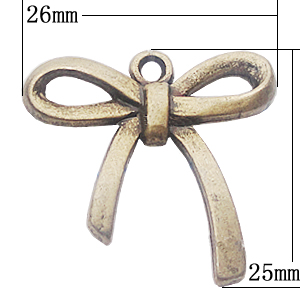 Pendant, Zinc Alloy Jewelry Findings, Bowknot 26x25mm, Sold by Bag