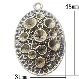 Pendant, Zinc Alloy Jewelry Findings, Flat Oval 31x48mm Hole:3.5mm, Sold by Bag