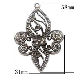 Pendant, Zinc Alloy Jewelry Findings, 31x58mm Hole:3mm, Sold by Bag