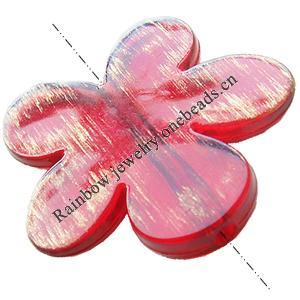 Painted Acrylic Beads,Transparent Painted Gold, Flower, 46x45mm, Hole:Approx 3mm, Sold by Bag