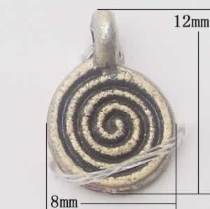 Pendant, Zinc Alloy Jewelry Findings, Flat Round 8x12mm, Sold by Bag
