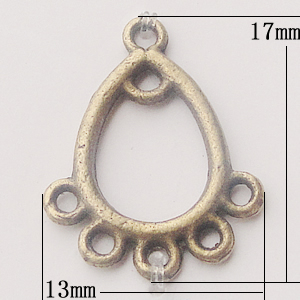 Connectors, Zinc Alloy Jewelry Findings, Teardrop 13x17mm, Sold by Bag