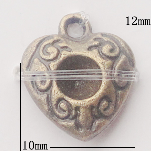 Pendant, Zinc Alloy Jewelry Findings, Heart 10x12mm, Sold by Bag