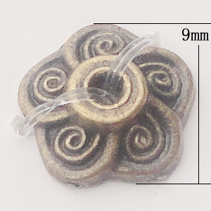 Beads Caps, Zinc Alloy Jewelry Findings, 9mm Hole:1.5mm, Sold by Bag